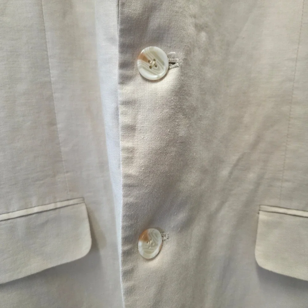 Saddlebred Linen Blazer Mens 44R Tan Beige Two Button Tailored Summer Sport Coat
